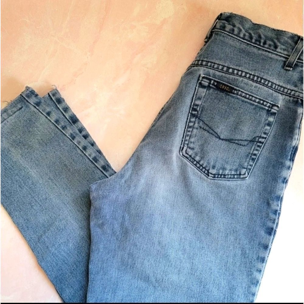 Vintage 90's chic straight leg jeans high rise womens size 12 blue denim mom